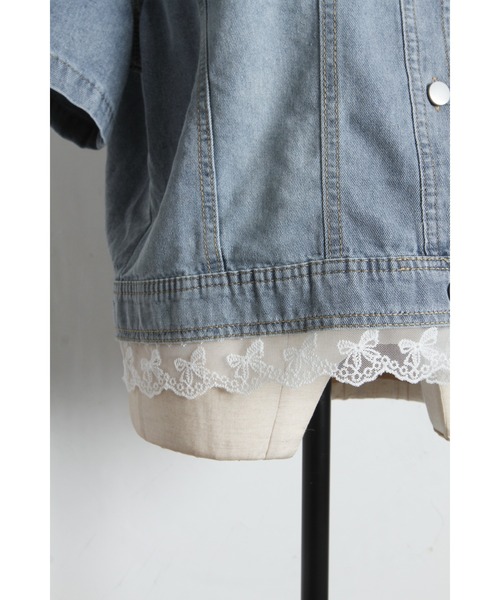 tocco closet(トッコ クローゼット)の「【ZOZO限定】リボンレースヘム半袖デニムジャケット(デニムジャケット・レディース・ブルー/ライトブルー・M)」の21枚目の写真