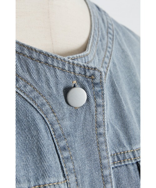 tocco closet(トッコ クローゼット)の「【ZOZO限定】リボンレースヘム半袖デニムジャケット(デニムジャケット・レディース・ブルー/ライトブルー・M)」の22枚目の写真