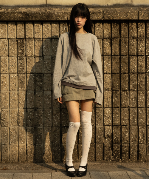 bounDary（バウンダリー）の「レイヤード配色ロングスリーブ[グレー]（Tシャツ/カットソー・レディース・その他・1/2）」の2枚目の写真