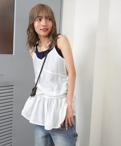 gossara(ゴサラ)の「【旬顔アイテム】シャーリングチュニックキャミ(キャミソール・レディース・ライトグレー/ホワイト/ブラック・FREE)」の6枚目の写真