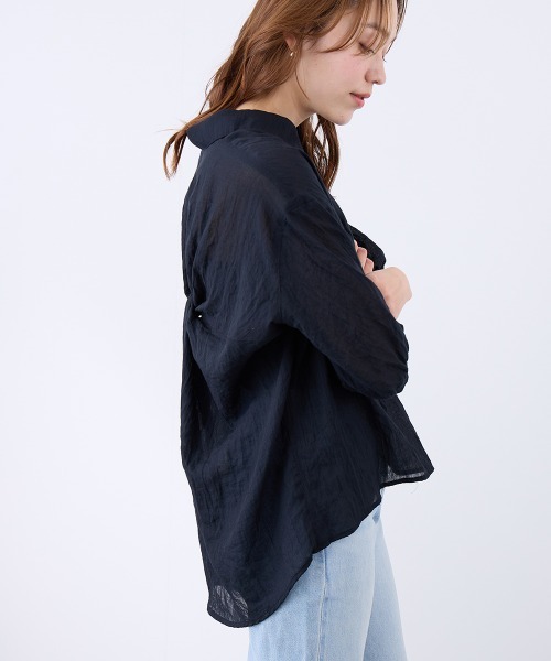 QUEENS COURT(クイーンズコート)の「ボイルシャンブレーバックコンシャスブラウス(シャツ/ブラウス・レディース・オフホワイト/ピンク/ブラック/ベージュ・M)」の7枚目の写真