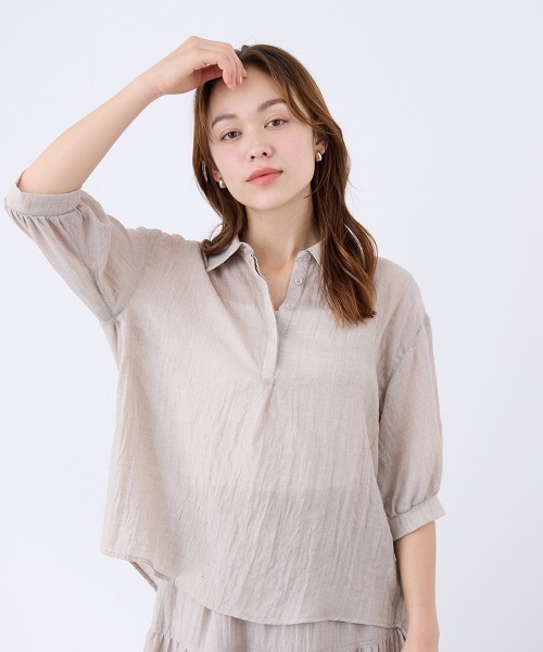 QUEENS COURT(クイーンズコート)の「ボイルシャンブレーバックコンシャスブラウス(シャツ/ブラウス・レディース・オフホワイト/ピンク/ブラック/ベージュ・M)」の12枚目の写真