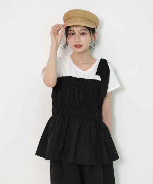 Apuweiser-riche（アプワイザーリッシェ）の「シャーリングキャミドッキングカットソー（Tシャツ/カットソー・レディース・ライトブルー/ブラック系その他2・2）」の4枚目の写真