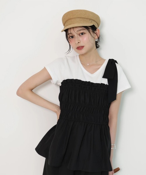 Apuweiser-riche（アプワイザーリッシェ）の「シャーリングキャミドッキングカットソー（Tシャツ/カットソー・レディース・ライトブルー/ブラック系その他2・2）」の5枚目の写真
