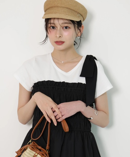 Apuweiser-riche（アプワイザーリッシェ）の「シャーリングキャミドッキングカットソー（Tシャツ/カットソー・レディース・ライトブルー/ブラック系その他2・2）」の8枚目の写真