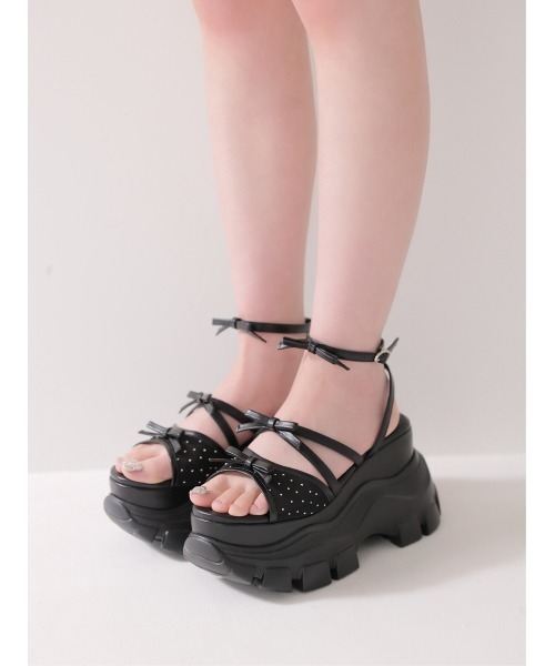 M me eme(エムミーエメ)の「Sheer dot mini ribbon sports sandal(eme10580)(サンダル・レディース・ブラック・L/M)」の4枚目の写真