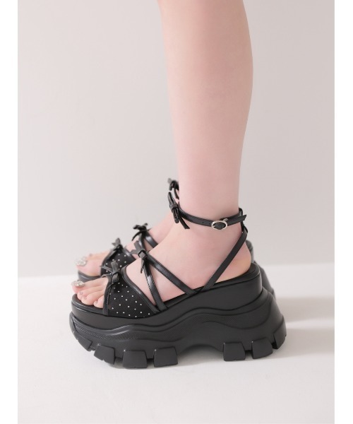 M me eme(エムミーエメ)の「Sheer dot mini ribbon sports sandal(eme10580)(サンダル・レディース・ブラック・L/M)」の5枚目の写真