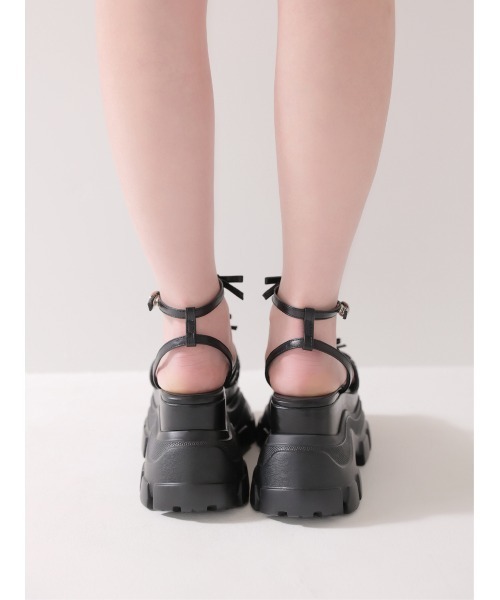 M me eme(エムミーエメ)の「Sheer dot mini ribbon sports sandal(eme10580)(サンダル・レディース・ブラック・L/M)」の6枚目の写真
