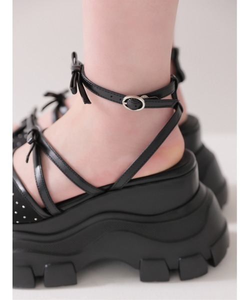 M me eme(エムミーエメ)の「Sheer dot mini ribbon sports sandal(eme10580)(サンダル・レディース・ブラック・L/M)」の7枚目の写真