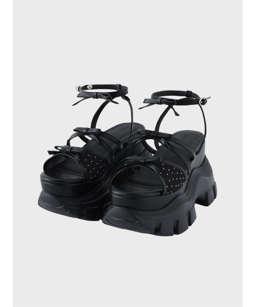 M me eme(エムミーエメ)の「Sheer dot mini ribbon sports sandal(eme10580)(サンダル・レディース・ブラック・L/M)」の2枚目の写真