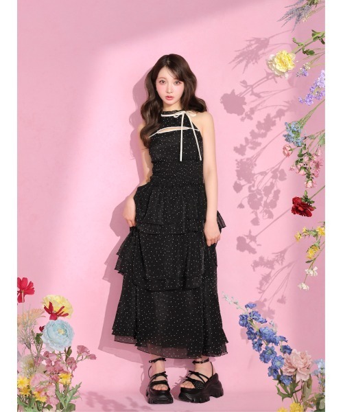M me eme(エムミーエメ)の「Sheer dot mini ribbon sports sandal(eme10580)(サンダル・レディース・ブラック・L/M)」の8枚目の写真