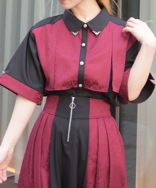 axes femme(アクシーズファム)の「【セットアップ対応】ジャガードブラウス(シャツ/ブラウス・レディース・ワイン/ダークグリーン/ネイビー・FREE)」の3枚目の写真