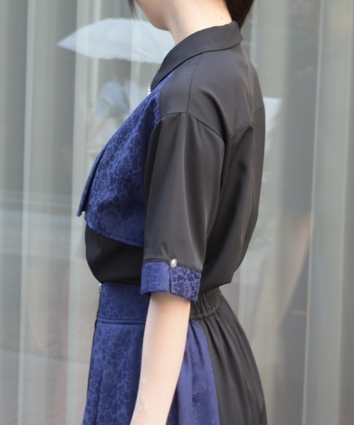 axes femme(アクシーズファム)の「【セットアップ対応】ジャガードブラウス(シャツ/ブラウス・レディース・ワイン/ダークグリーン/ネイビー・FREE)」の5枚目の写真