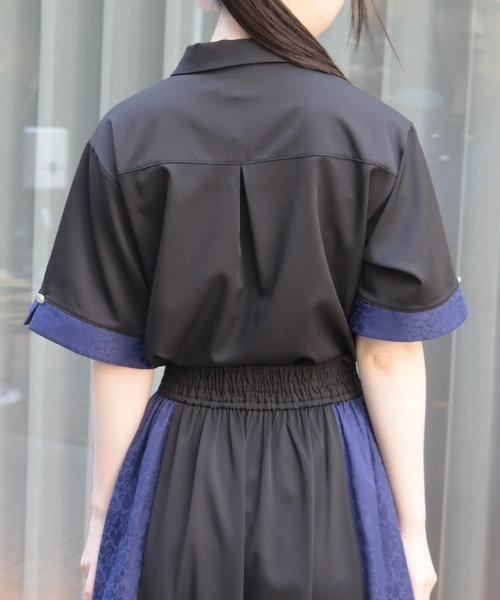 axes femme(アクシーズファム)の「【セットアップ対応】ジャガードブラウス(シャツ/ブラウス・レディース・ワイン/ダークグリーン/ネイビー・FREE)」の6枚目の写真