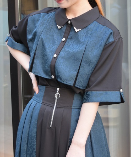 axes femme(アクシーズファム)の「【セットアップ対応】ジャガードブラウス(シャツ/ブラウス・レディース・ワイン/ダークグリーン/ネイビー・FREE)」の7枚目の写真