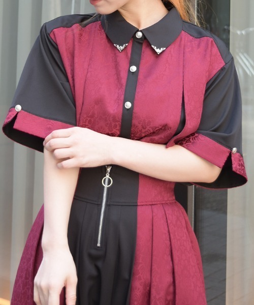 axes femme(アクシーズファム)の「【セットアップ対応】ジャガードブラウス(シャツ/ブラウス・レディース・ワイン/ダークグリーン/ネイビー・FREE)」の10枚目の写真