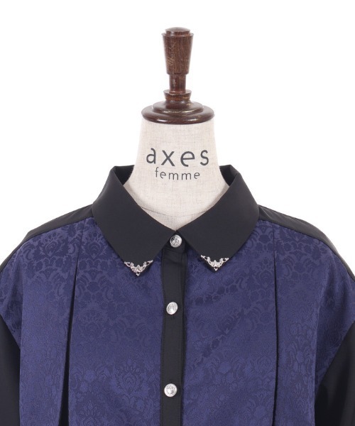 axes femme(アクシーズファム)の「【セットアップ対応】ジャガードブラウス(シャツ/ブラウス・レディース・ワイン/ダークグリーン/ネイビー・FREE)」の16枚目の写真