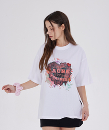 VINTAGE HEART PATCH T-SHIRT(WHITE)