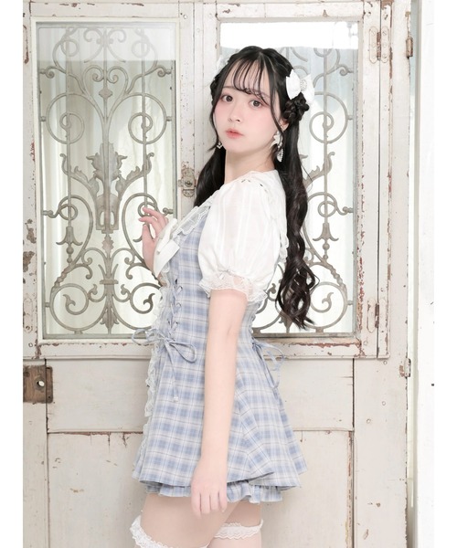 NOEMIE(ノエミー)の「キラキラレースアップセーラーセットアップ(ワンピース・レディース・ブラック/サックスブルー/A/ピンク/モカ・M/L)」の17枚目の写真