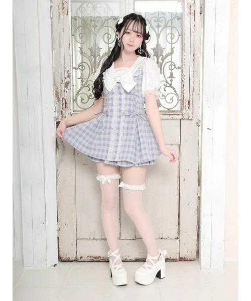 NOEMIE(ノエミー)の「キラキラレースアップセーラーセットアップ(ワンピース・レディース・ブラック/サックスブルー/A/ピンク/モカ・M/L)」の19枚目の写真