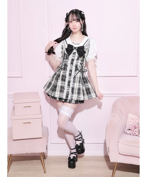 NOEMIE(ノエミー)の「キラキラレースアップセーラーセットアップ(ワンピース・レディース・ブラック/サックスブルー/A/ピンク/モカ・M/L)」の8枚目の写真