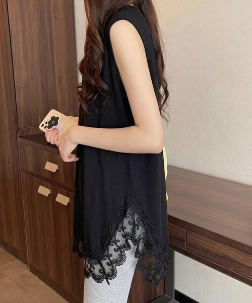 HAILY(ヘイリー)の「裾スカラップレースチュニック丈ノースリーブトップス(Tシャツ/カットソー・レディース・ホワイト/ブラック・FREE)」の16枚目の写真