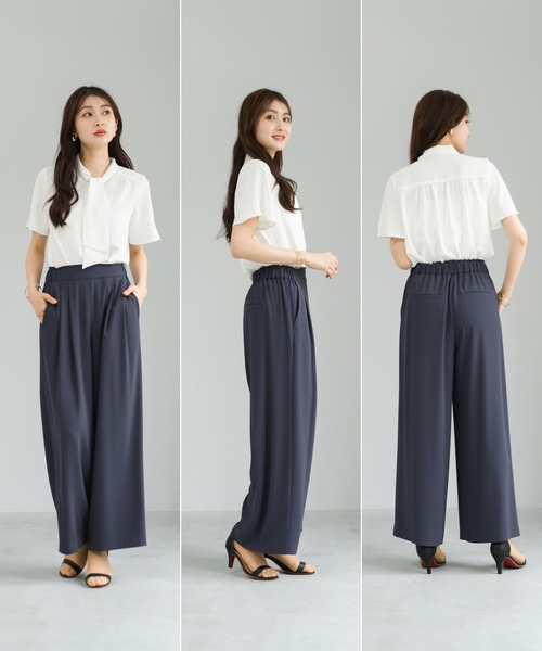 WHITE JOOLA(ホワイトジョーラ)の「【 接触冷感・洗える 】 ソフトデシン・ボウタイフレアブラウス(シャツ/ブラウス・レディース・ピンク/オフホワイト/グリーン・M/S/L)」の21枚目の写真