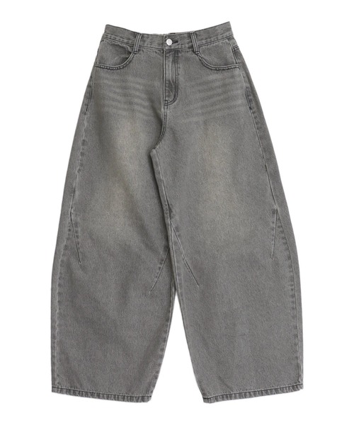ANAP(アナップ)の「バレルレッグ デニムパンツ(デニムパンツ・レディース・ライトブルー/ライトグレー・S/M)」の4枚目の写真