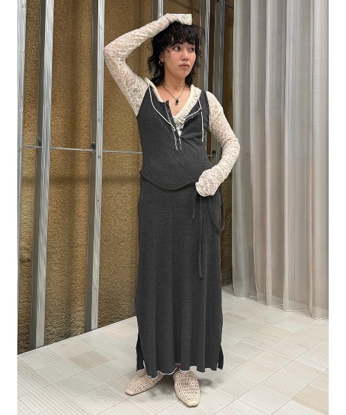 ELCHELE(エルチェレ)の「MELLOW RIB TANK OP(ワンピース・レディース・オレンジ/ダークグレー・38/36)」の17枚目の写真