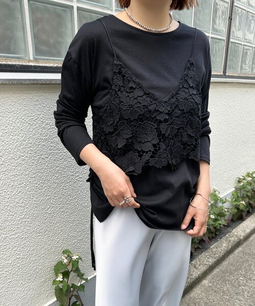 Omekashi(オメカシ)の「サイドドロストロンT(Tシャツ/カットソー・レディース・ブラック/オフホワイト/ブルー・FREE)」の2枚目の写真