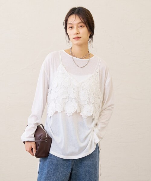 Omekashi(オメカシ)の「サイドドロストロンT(Tシャツ/カットソー・レディース・ブラック/オフホワイト/ブルー・FREE)」の11枚目の写真