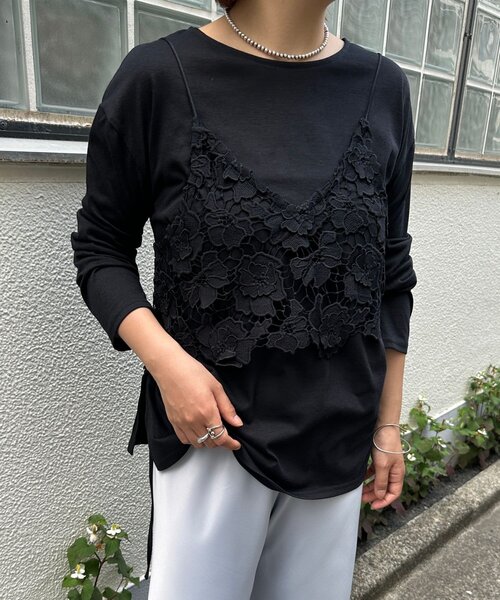 Omekashi(オメカシ)の「サイドドロストロンT(Tシャツ/カットソー・レディース・ブラック/オフホワイト/ブルー・FREE)」の13枚目の写真