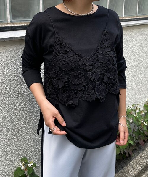 Omekashi(オメカシ)の「サイドドロストロンT(Tシャツ/カットソー・レディース・ブラック/オフホワイト/ブルー・FREE)」の12枚目の写真