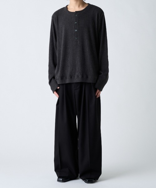 Lui's(ルイス)の「リブヘンリーネックカットソー(Tシャツ/カットソー・メンズ・ブラック/チャコールグレー/モカ・S/M)」の17枚目の写真