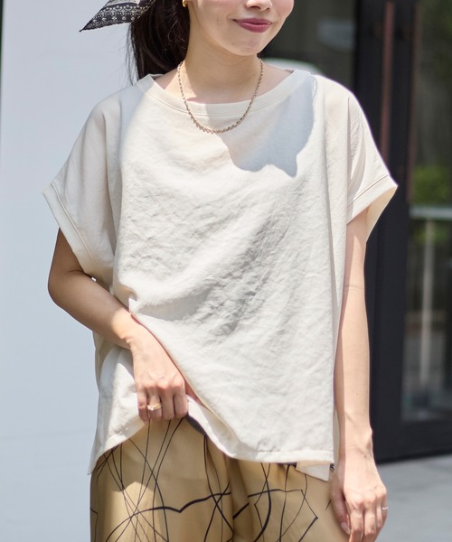 MICA&DEAL(マイカ&ディール)の「フレンチスリーブシアーTブラウス(Tシャツ/カットソー・レディース・アイボリー/ブラック・FREE)」の2枚目の写真