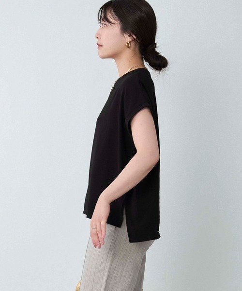 MICA&DEAL(マイカ&ディール)の「フレンチスリーブシアーTブラウス(Tシャツ/カットソー・レディース・アイボリー/ブラック・FREE)」の10枚目の写真