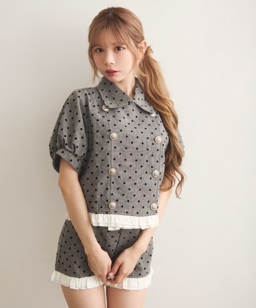 TITTY&CO.(ティティーアンドコー)の「ヘムラインフリルドットパンツ(その他パンツ・レディース・ライトグレー/チャコールグレー・FREE)」の9枚目の写真