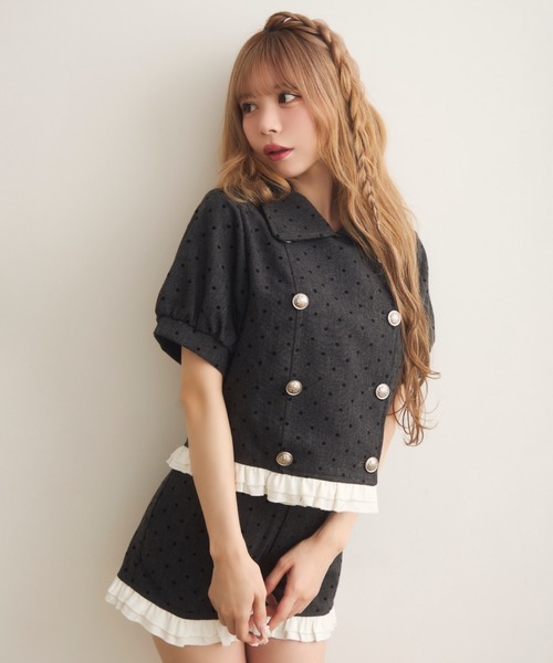 TITTY&CO.(ティティーアンドコー)の「ヘムラインフリルドットパンツ(その他パンツ・レディース・ライトグレー/チャコールグレー・FREE)」の4枚目の写真