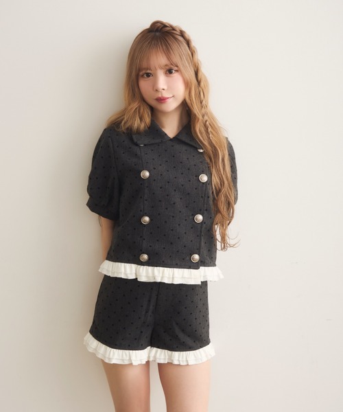 TITTY&CO.(ティティーアンドコー)の「ヘムラインフリルドットパンツ(その他パンツ・レディース・ライトグレー/チャコールグレー・FREE)」の5枚目の写真