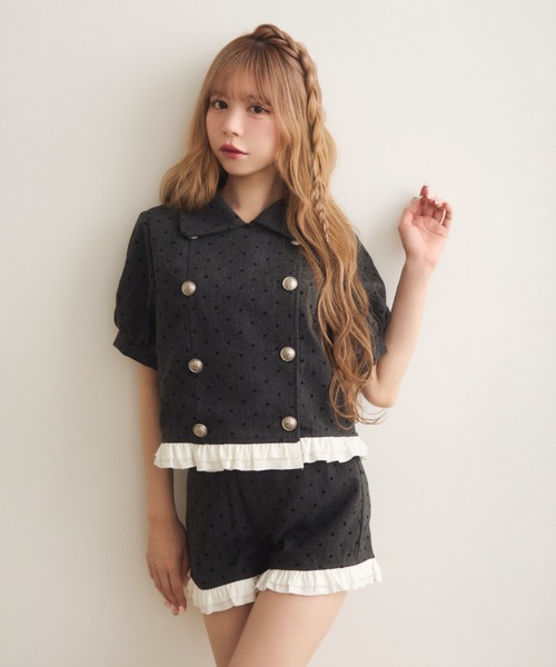 TITTY&CO.(ティティーアンドコー)の「ヘムラインフリルドットパンツ(その他パンツ・レディース・ライトグレー/チャコールグレー・FREE)」の7枚目の写真