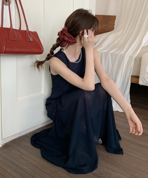 Aelina(エリナ)の「切り替えシフォンノースリーブワンピース(ワンピース・レディース・ホワイト/ネイビー・FREE)」の15枚目の写真