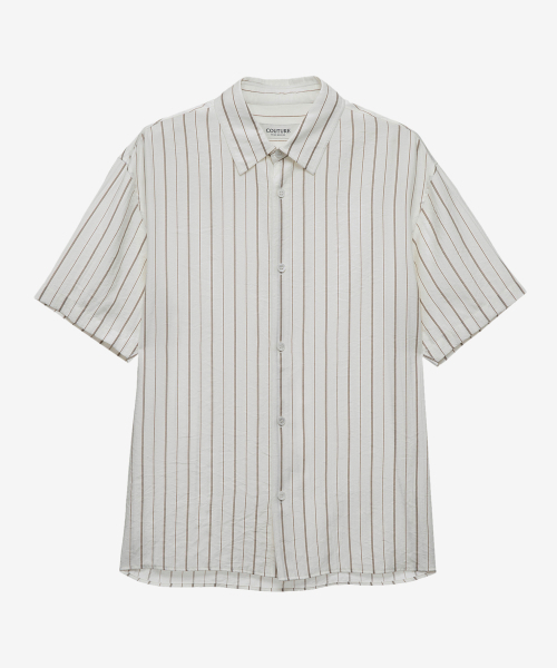 MINDBRIDGE（マインドブリッジ）の「[COUTURE]RN混合ストライプオーバーサイズ半袖シャツ - 2カラー（シャツ/ブラウス・メンズ・ライトブルー/クリーム・100/110/95/105）」の12枚目の写真