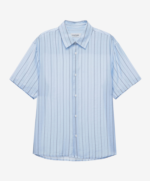 MINDBRIDGE（マインドブリッジ）の「[COUTURE]RN混合ストライプオーバーサイズ半袖シャツ - 2カラー（シャツ/ブラウス・メンズ・ライトブルー/クリーム・100/110/95/105）」の14枚目の写真