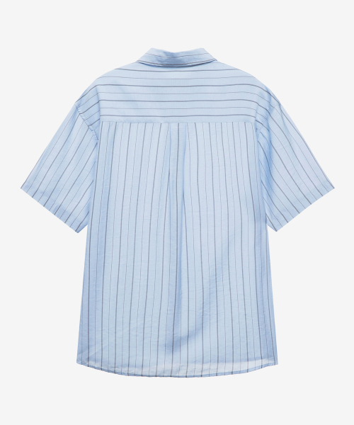 MINDBRIDGE（マインドブリッジ）の「[COUTURE]RN混合ストライプオーバーサイズ半袖シャツ - 2カラー（シャツ/ブラウス・メンズ・ライトブルー/クリーム・100/110/95/105）」の15枚目の写真