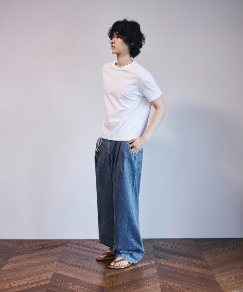 SIGNATURE（シグネチャ）の「オールデイクールハーフバンディングライクリネンデニムパンツ[ライトインディゴ]（デニムパンツ・レディース・その他・LARGE/MEDIUM/SMALL）」の5枚目の写真