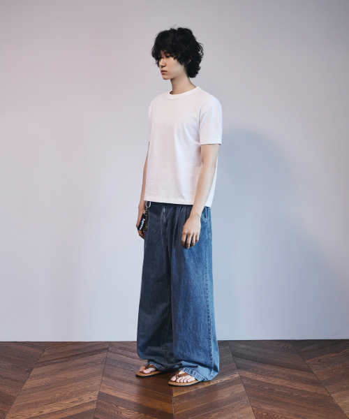 SIGNATURE（シグネチャ）の「オールデイクールハーフバンディングライクリネンデニムパンツ[ライトインディゴ]（デニムパンツ・レディース・その他・LARGE/MEDIUM/SMALL）」の7枚目の写真