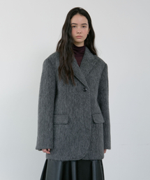 HAIRY ALPACA DOUBLE HALF COAT_CHARCOAL