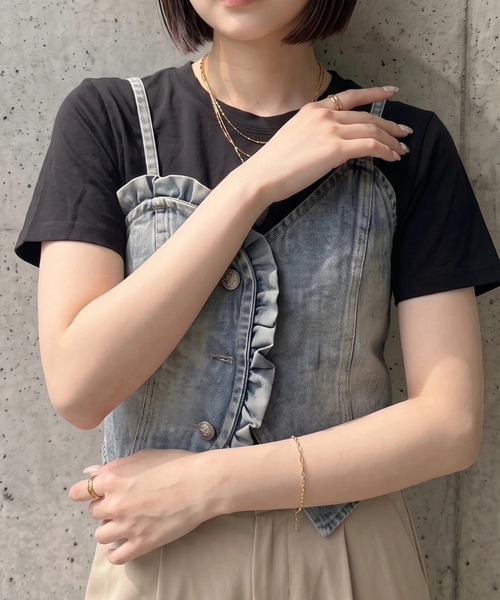 deux amour（ドゥーザムール）の「デニムドッキングTシャツ（Tシャツ/カットソー・レディース・ブラック/グレー・M～Ｌ）」の3枚目の写真