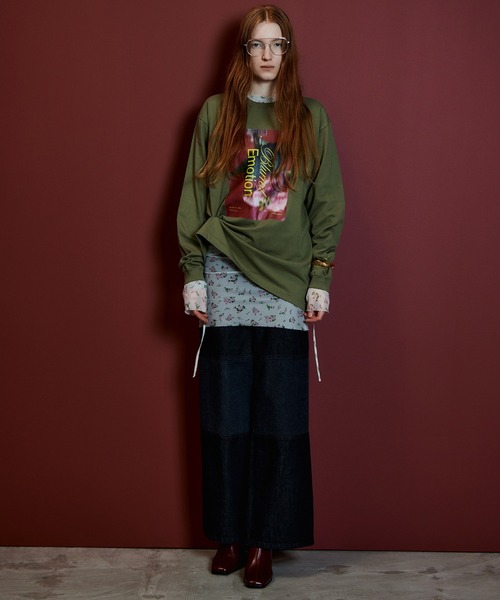 MAISON SPECIAL（メゾンスペシャル）の「Knee Patch Wide Denim/ニーパッチワイドデニム（デニムパンツ・レディース・ブラック/ブラウン/ブルー・36/38）」の2枚目の写真
