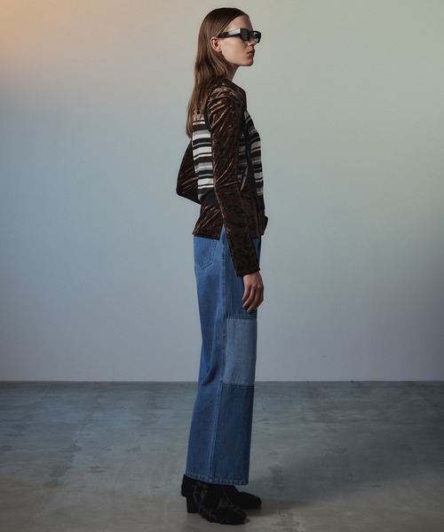 MAISON SPECIAL（メゾンスペシャル）の「Knee Patch Wide Denim/ニーパッチワイドデニム（デニムパンツ・レディース・ブラック/ブラウン/ブルー・36/38）」の5枚目の写真